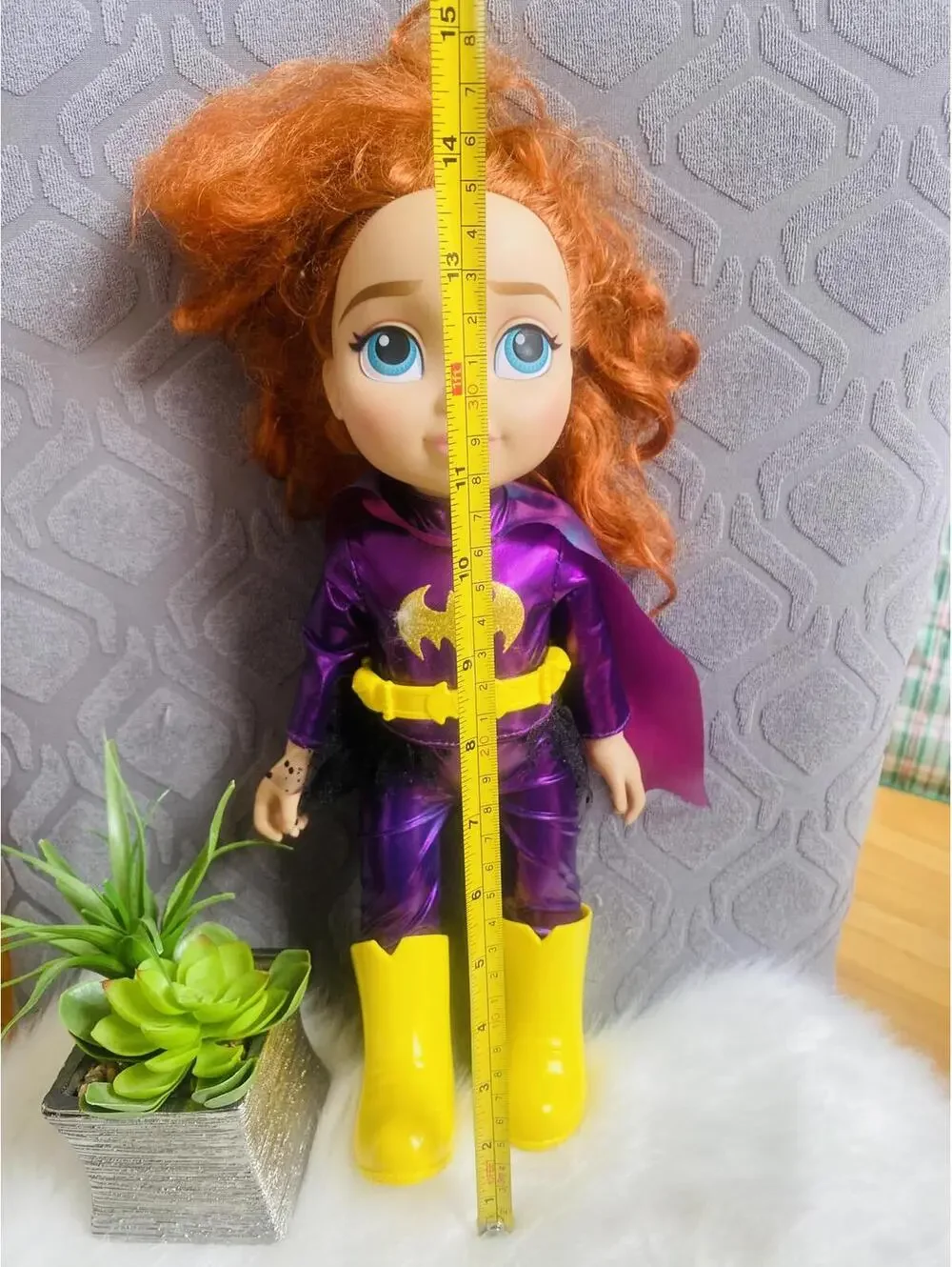 DC Bat Girl Superhero Doll with Purple Costume and Yellow Boots